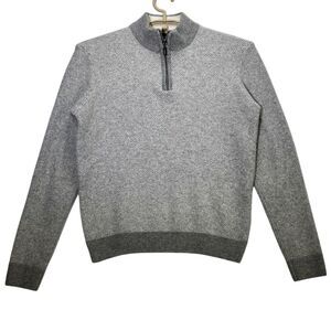 Bugatchi Solid Wool/Cashmere Quarter Zip Sweater Gray made‎ Italy size Large